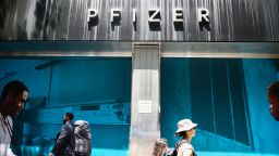 People pass by Pfizer World Headquarters in Manhattan, New York, United States of America, on July 6th, 2024.